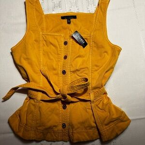 White House Black Market Sleeveless Topstitch Pret Peplum Top - Size 10